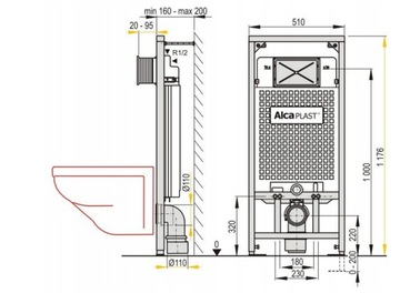 Alcadrain Ceramika - Унитаз подвесной с сиденьем Slim, Softclose, Rimless, белый