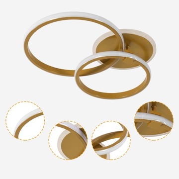 LAMPA SUFITOWA LED OKRAGLA RING ŻYRANDOL ZŁOTY NOWOCZESNY 42W 3000K