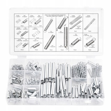 ZESTAW SPRĘŻYNEK STALOWYCH SPRĘŻYNKI RÓŻNE 200 SZT MIX ROZMIARY