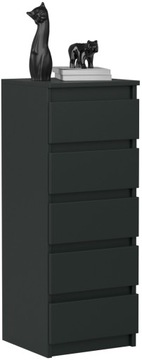 KOMODA SZAFKA 40CM 5 SZUFLAD CZARNY CZARNA