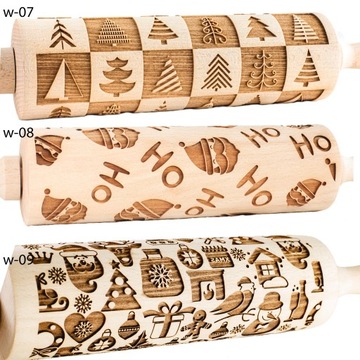 Świąteczny wałek do ciasta z grawerem wzory