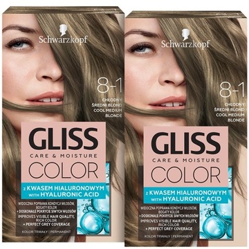 Gliss Color Farba Włosów 8-1 Chłodny Blond 2x