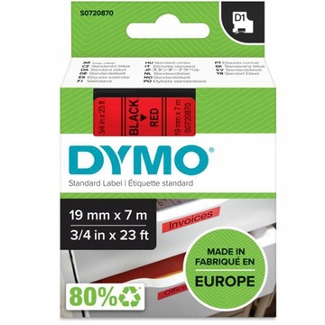 Taśma DYMO D1 45807 19mm czerwony/czarny oryginał