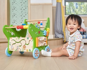 ПУШЕР ОБРАЗОВАТЕЛЬНЫЙ ДЕРЕВЯННЫЙ ИНТЕРАКТИВНЫЙ ХОДОК ВИГА КРОКОДИЛ 12в1