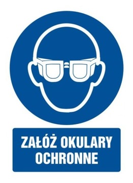 Załóż okulary ochronne tabliczka PCV 10,5x14,8