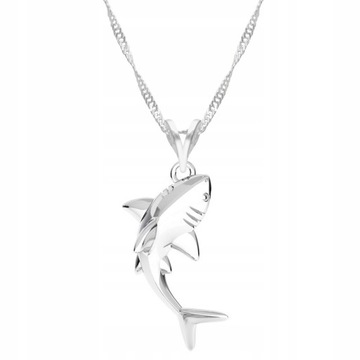 Łańcuszek srebrny naszyjnik 925 Rekin Ryba Shark