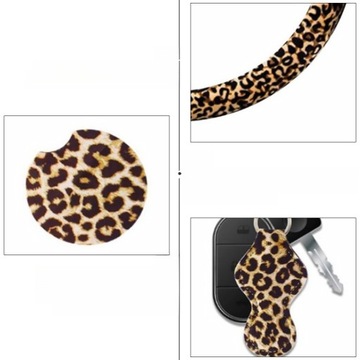 КРЫШКА НА РУЛЬ АВТОМОБИЛЯ АКСЕССУАРЫ ДЕКОР ЖЕНСКИЙ брелок с леопардовым принтом
