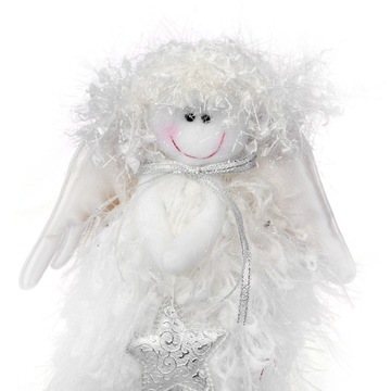 ФИГУРКА АНГЕЛА ИЗ ПРЯЖИ С СЕРЕБРЯНОЙ ЗВЕЗДОЙ 25 СМ РОЖДЕСТВЕНСКОЕ УКРАШЕНИЕ