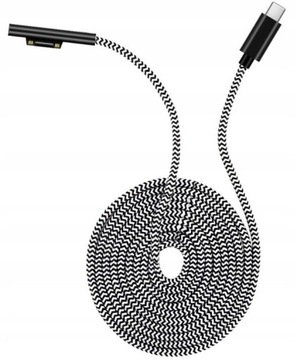 Microsoft Surface PRO 4 5 6 7 — кабель USB 3.1 типа C с НЕЙЛОНОВОЙ ОПЛЕТКОЙ, ЧЕРНАЯ