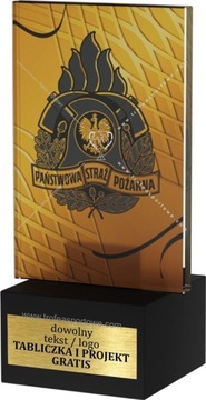 statuetka STRAŻ OSP PSP szkło+marmur+grawer 12 cm