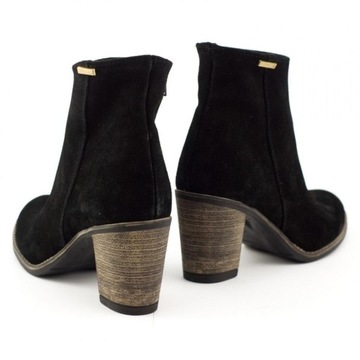 ЧЕРНЫЕ КОЖАНЫЕ БОТИНКИ НА ВЫСОКОМ КАБЛУКЕ POLISH SARA 39