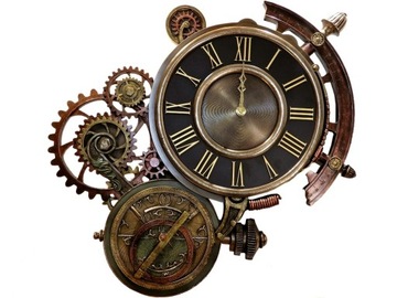 ZEGAR NA ŚCIANĘ ASTROLABIUM PRZYRZĄDY STEAMPUNK V
