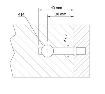 1x соединитель для ствола Ø 14 для мебели, прочный, резьба М6