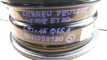 4× DISK OCELOVÝ CITROEN OE 9677598180 6.5" X 15" 4X108 ET 20