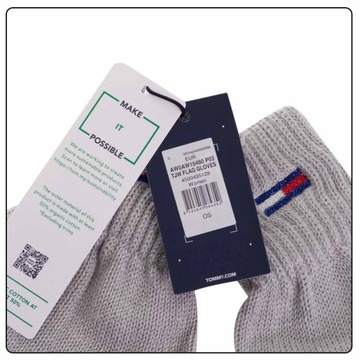 TOMMY HILFIGER RĘKAWICZKI DAMSKIE TJW FLAG GLOVES SZARE