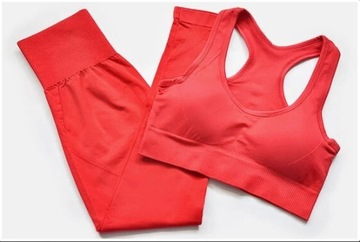 Damski komplet UniquYou Red M treningowy zestaw top legginsy HIT