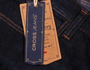 CROSS JEANS spodnie STRAIGHT regular NAVY blue DYLAN _ W36 L30