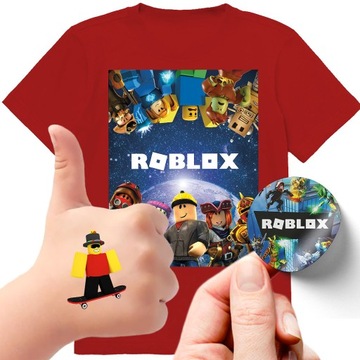 ZESTAW 3W1 KOSZULKA DLA DZIECI TATUAŻE NAKLEJKI ROBLOX 128 JAKOŚĆ