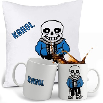 ZESTAW UNDERTALE KUBEK + PODUSZKA + IMIE