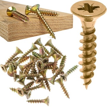 90x WKRĘT DO DREWNA HARTOWANY 3X8MM OCYNK ZŁOTY