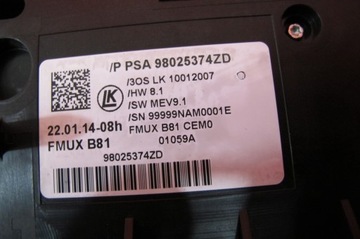 CITROEN DS5 5D 11- PANEL VENTILACE KLIMATIZACE PŘEPÍNAČ AUTORÁDIO 98025374ZD