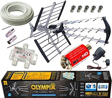 ANTENA Naziemnej DVBT2 200km ZESTAW 2TV +KABEL 20m
