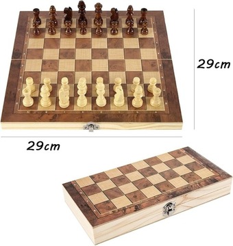 Портативная деревянная шахматная игра 3 в 1, шашки 29x29 см XINLIYE