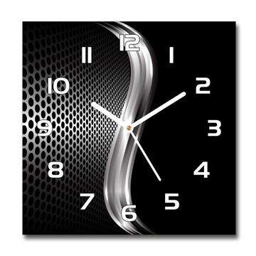 Zegar szklany kwadratowy Metalowa abstrakcja 30x30
