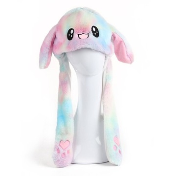 ШАПКА КРОЛИКА, ПОВИЖНЫЕ УШИ, НАРЯД - Разноцветный кролик