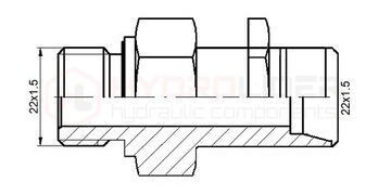 Гидравлическое соединение переборка М22х1,5 - М22х1,5 с контргайкой