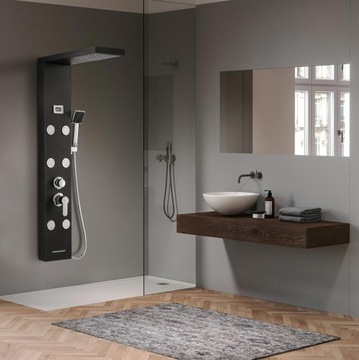 Душевая панель с гидромассажем и водопадом из нержавеющей стали