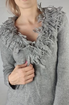 sweter damski ciepły narzutka L 0A10x