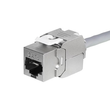 Moduł keystone jack RJ45 kat. 6 FTP, STP, beznarzędziowy, Netrack, srebrny