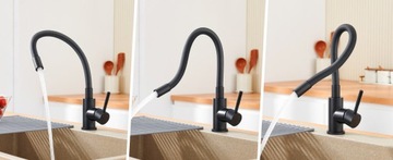 Смеситель для кухни низкого давления ГИБКИЙ ИЗЛИК ДЛЯ РАКОВИНЫ ЧЕРНЫЙ КРАН