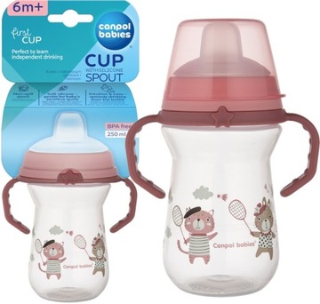 CANPOL KUBEK Z SILIKONOWYM USTNIKIEM FIRSTCUP 6m+