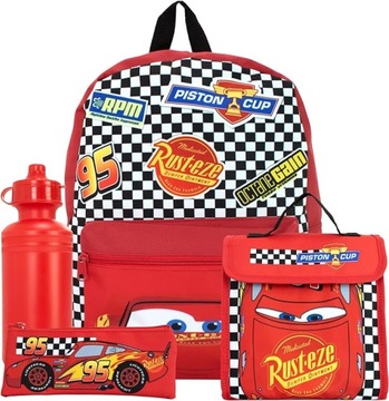 PLECAK DISNEY CARS 4-CZĘŚCIOWY PLECAK PIÓRNIK BUTELKA TORBA ŚNIADANIOWA