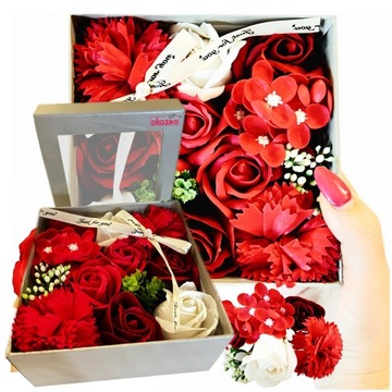 FLOWER BOX Prezent na urodziny upominek dla Niej kwiaty mydlane róże ślub