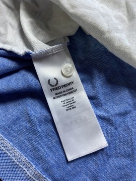 FRED PERRY ORYGINALNE BIAŁO NIEBIESKIE BAWEŁNIANE POLO XXL