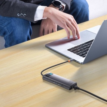 Концентратор 9 в 1 Baseus Metal Gleam 2xUSB3.0 2xHDMI USB2.0 USB-C PD RJ45 microSD/SD