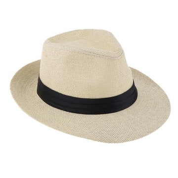 Mężczyźni Kobiety Słomkowy kapelusz Panama Kapelusz Fedora beżowy 2