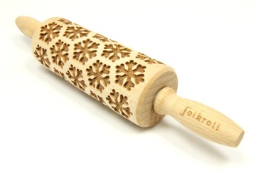 Скалка с гравировкой и узором СНЕЖИНКА, детская