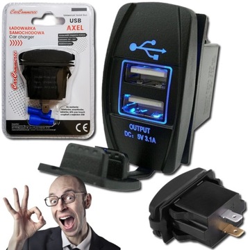 Ładowarka samochodowa USB 5V 3,1A Do smartfonów GPS 12V 24V 3100mA Podśw