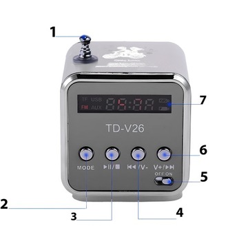 GŁOŚNIK BEZPRZEWODOWY PRZENOŚNY MINI RADIO FM LED BLUETOOTH AUX EKRAN LCD
