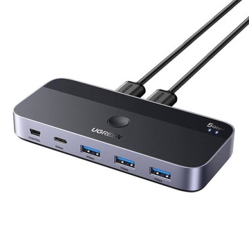 Ugreen CM662 Переключатель USB 3.0 Переключатель 2-в-4 + 2 кабеля USB-A — деталь
