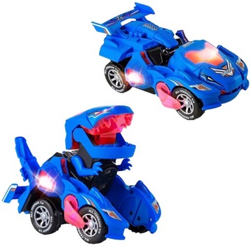 AUTO ROBOT DINOZAUR 2w1 JEŹDZI GRA ŚWIECI ZMIENIA