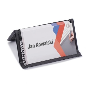 PRZYBORNIK, STOJAK NA WIZYTÓWKI CZARNY METALOWY