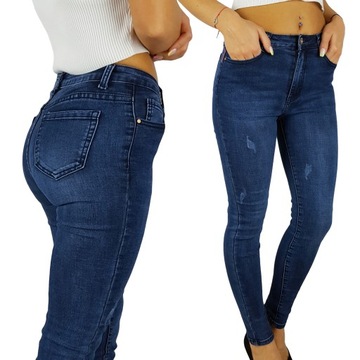 Dopasowane # Damskie Spodnie # Jeans # PUSH-UP #