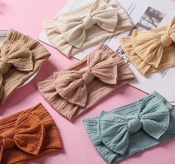 SZEROKA OPASKA na głowę dla dziewczynki niemowląt KOKARDA BEZUCISKOWE