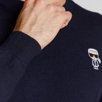 Karl Lagerfeld sweter męski klasyczny granatowy logo M