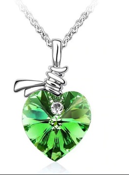 Piękny, srebrny naszyjnik Swarovski Heart Green